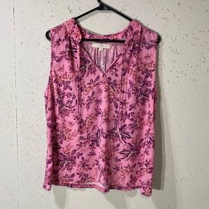LOFT Pink and Purple Floral Blouse
